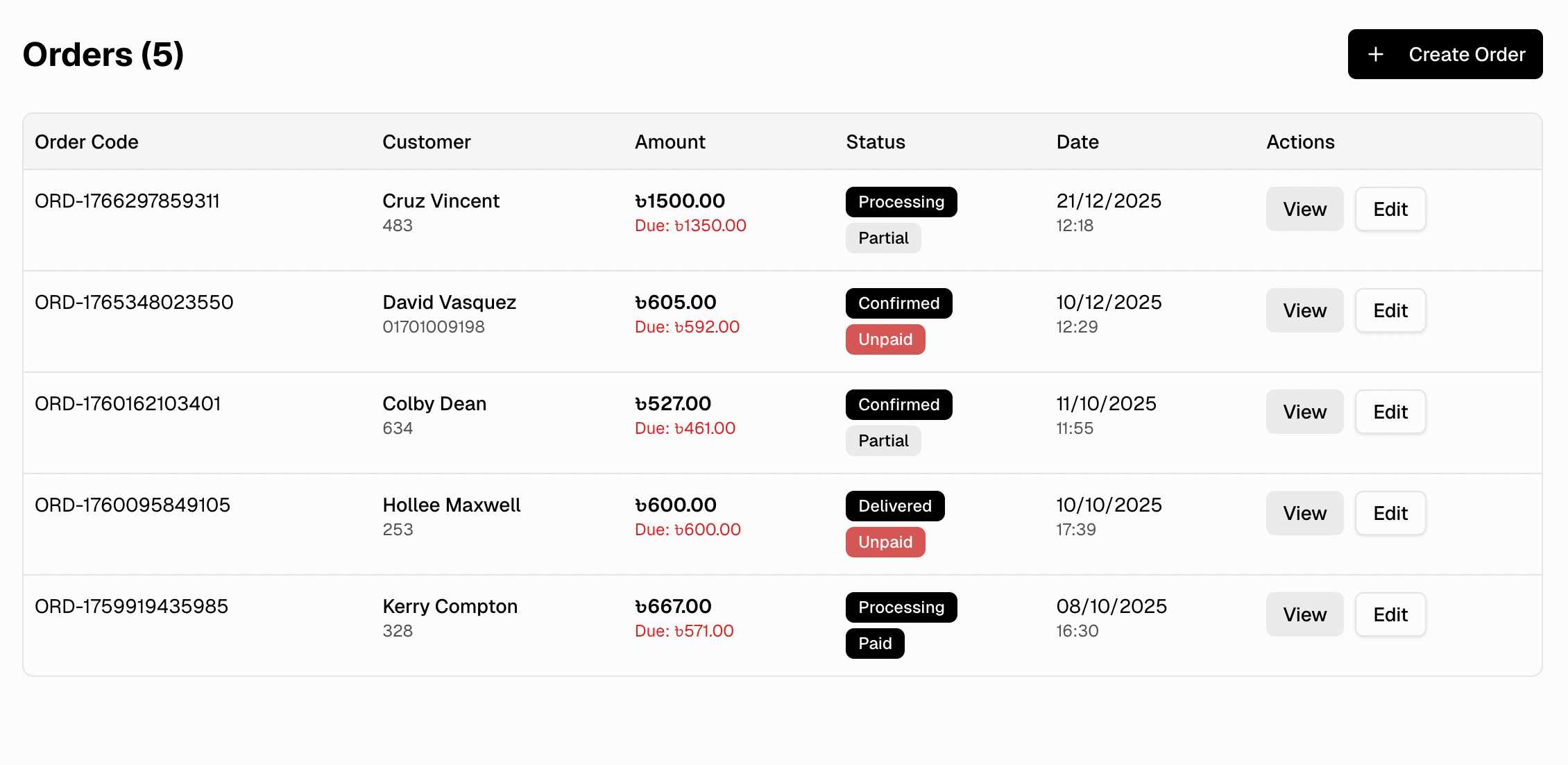 Order management preview